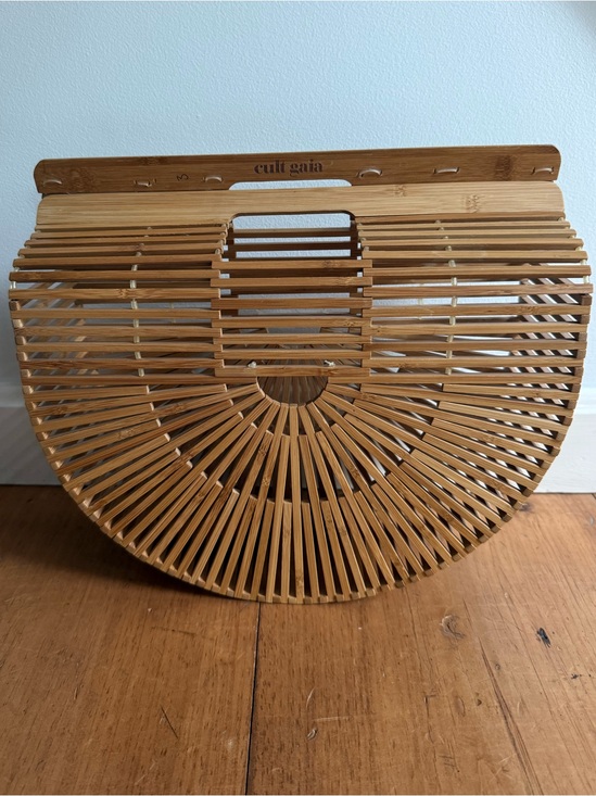 cult gaia Handbags - cult gaia Bamboo Half-Moon Small Bag - Natural Tan